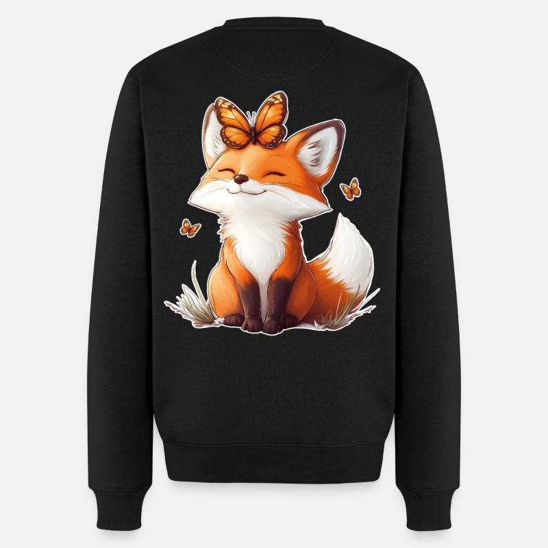 Renard et papillon - Pull Premium bio Homme - noir