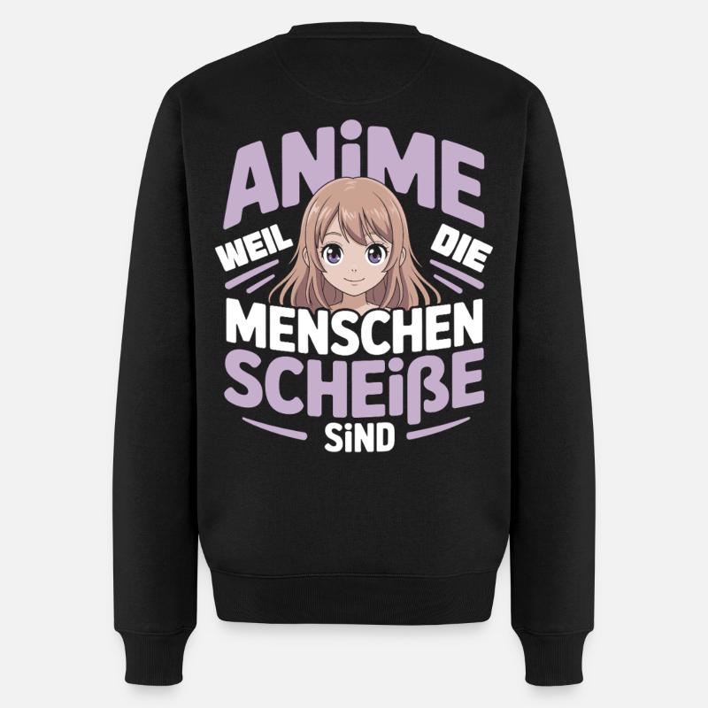 Anime-Mädchen mit humorvollem Spruch - Männer Premium Bio Pullover - Schwarz