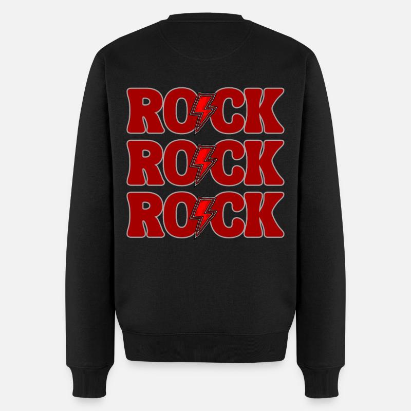 ROCK Drei rote Logos - Männer Premium Bio Pullover - Schwarz
