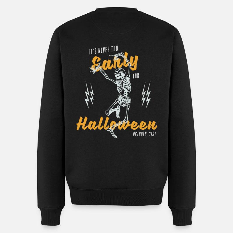 Halloween Skeleton with Power Pose - Männer Premium Bio Pullover - Schwarz