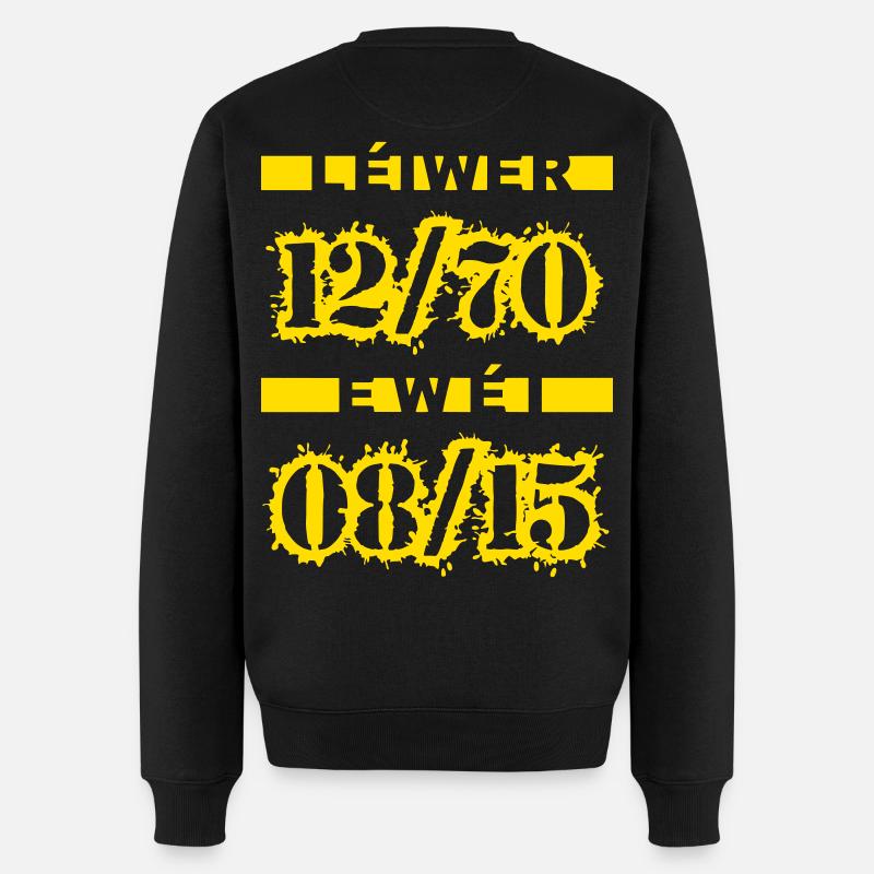 Léiwer 12/70 ewéi 08/15 - Männer Premium Bio Pullover - Schwarz