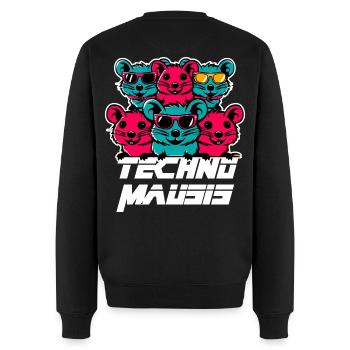 Techno Mausis - Männer Premium Bio Pullover - Schwarz - Hinten - Nico (187cm)