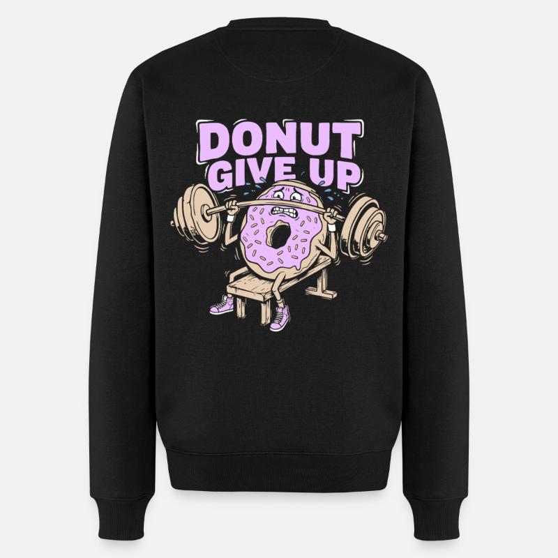 Donut Give Up - Lustiges Fitness Training - Männer Premium Bio Pullover - Schwarz