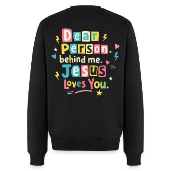 Jesus liebt dich positive Botschaft - Männer Premium Bio Pullover - Schwarz - Hinten - Nico (187cm)