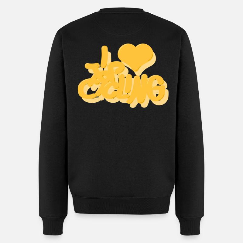 I_love_Cycling_gelb - Männer Premium Bio Pullover - Schwarz