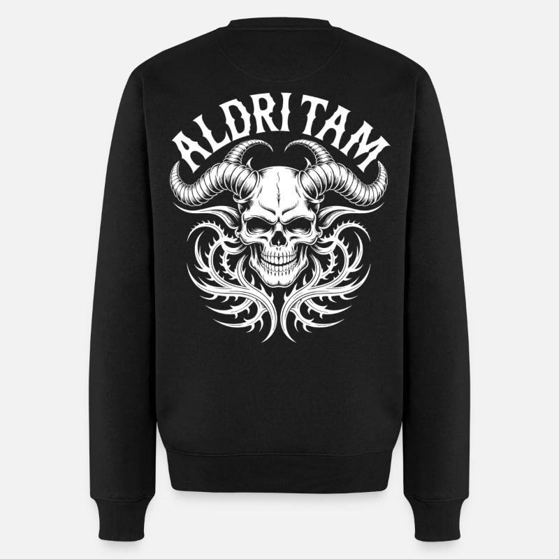 Gehörnter Schädel Inferno - Männer Premium Bio Pullover - Schwarz