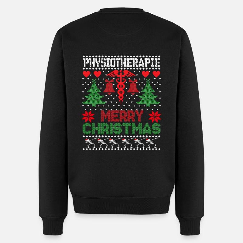 Weihnachten Physiotherapie, ugly lustiges Xmas - Männer Premium Bio Pullover - Schwarz