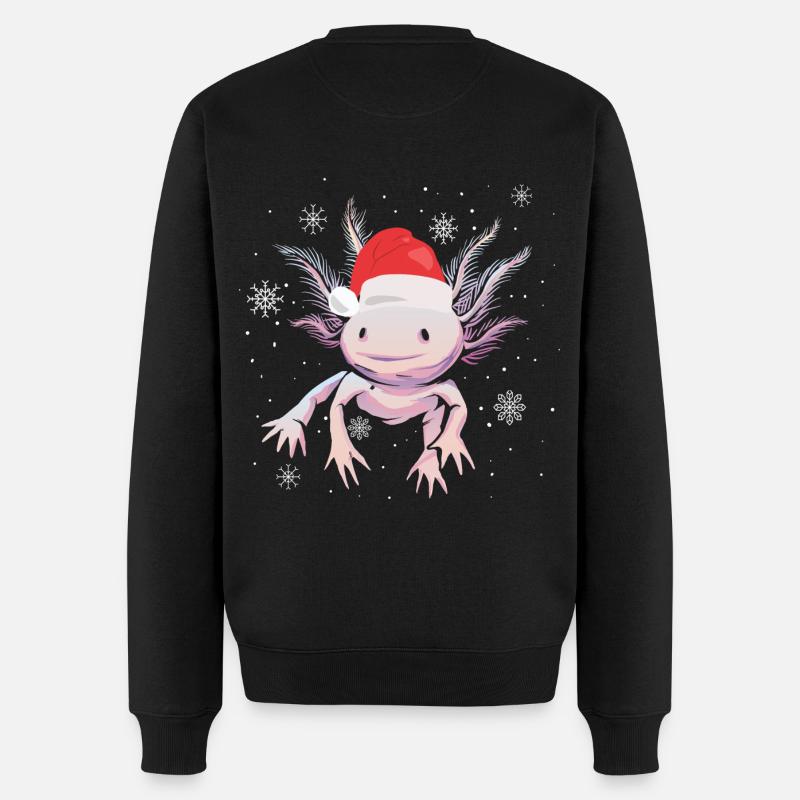 Frohe Weihnachten, Tiere, Xmas, Amphibien, Axolotl - Männer Premium Bio Pullover - Schwarz