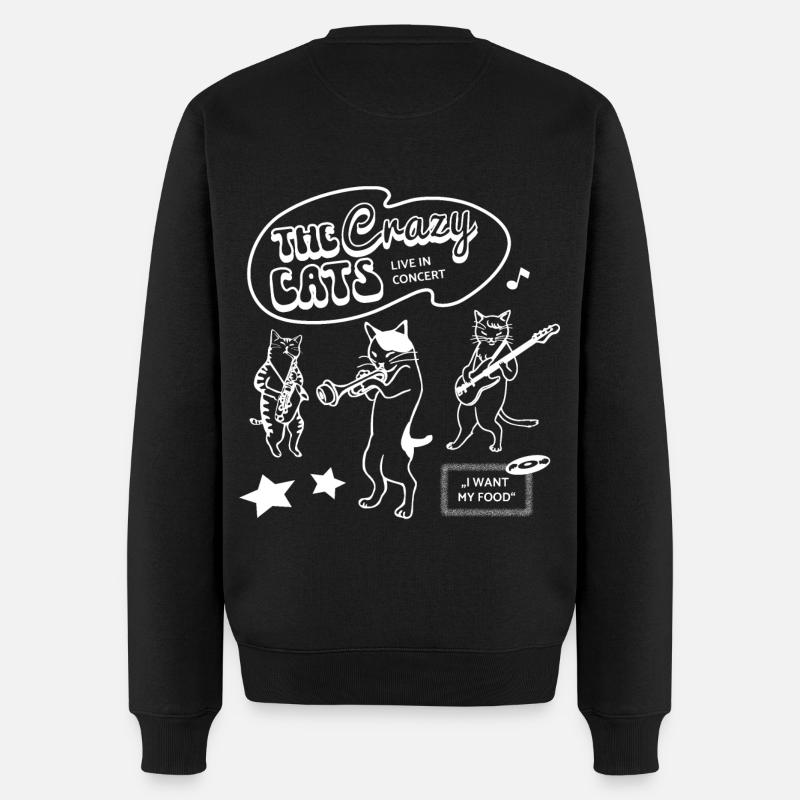 Katzen Konzert Lustig Print Instrumente Musik - Männer Premium Bio Pullover - Schwarz