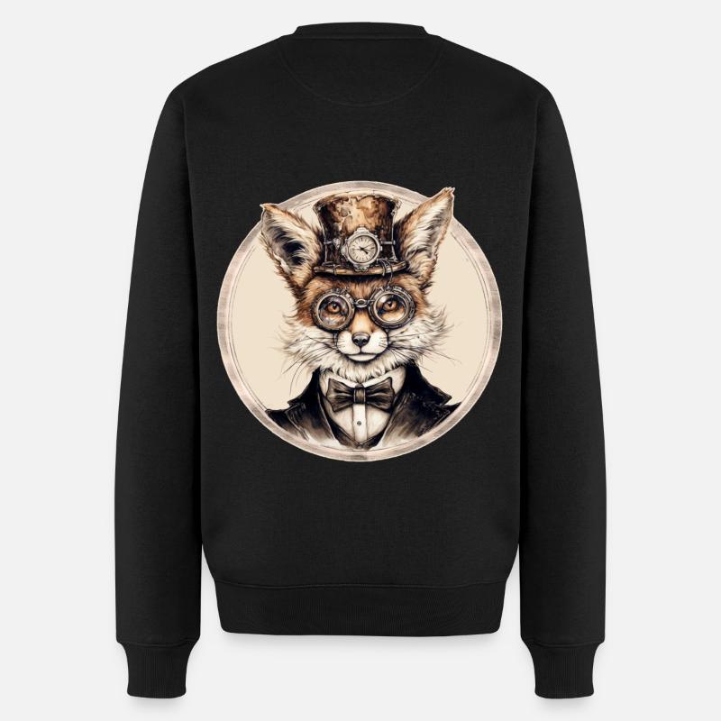 Renard steampunk - Pull Premium bio Homme - noir