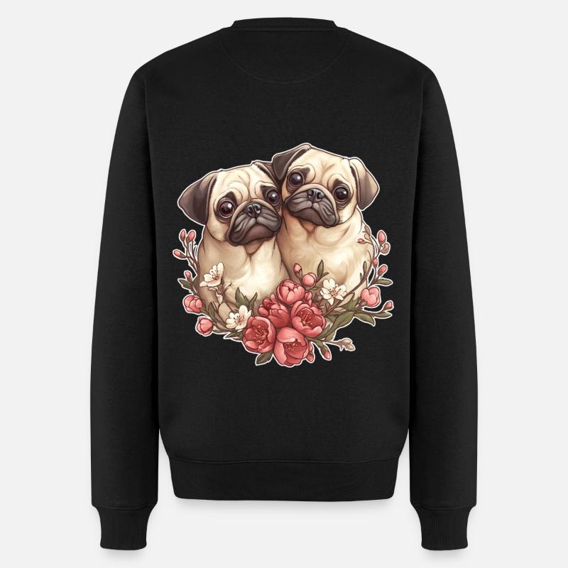 Couple de carlins mignons - Pull Premium bio Homme - noir