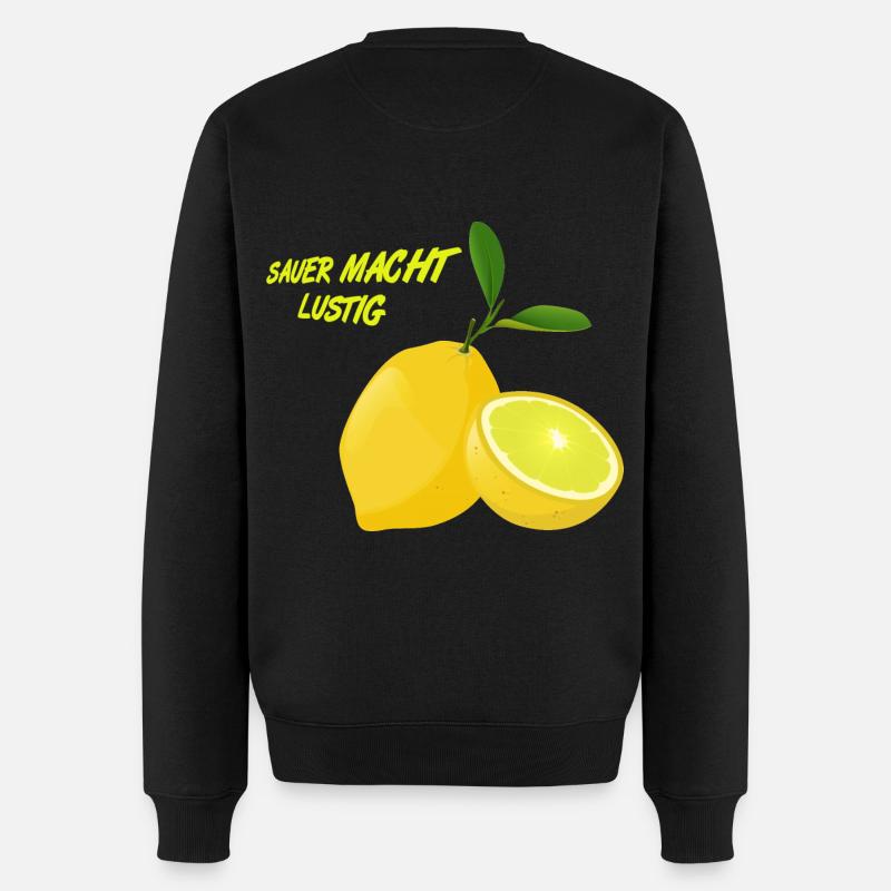 Zitrone, Sauer macht lustig, Früchte Citronen FUN - Männer Premium Bio Pullover - Schwarz