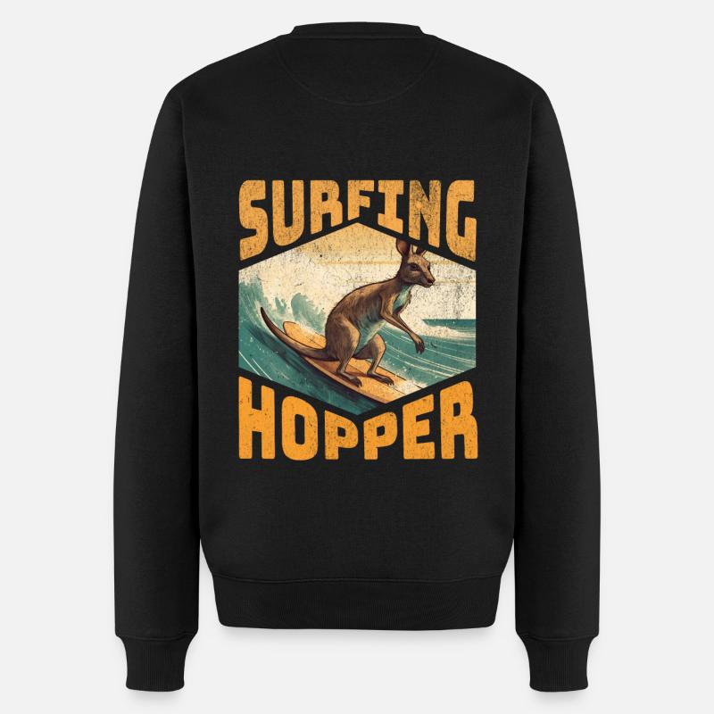 Surfing Hopper - Männer Premium Bio Pullover - Schwarz