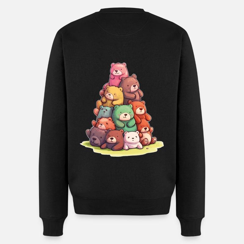 Lustige Teddybären Bunte Bären - Männer Premium Bio Pullover - Schwarz