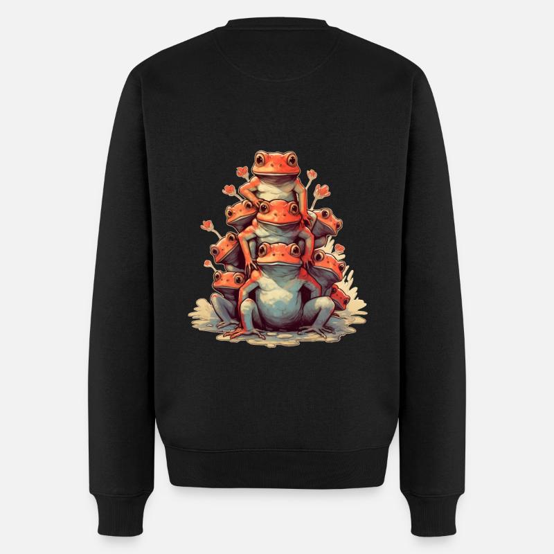 Frösche - Männer Premium Bio Pullover - Schwarz