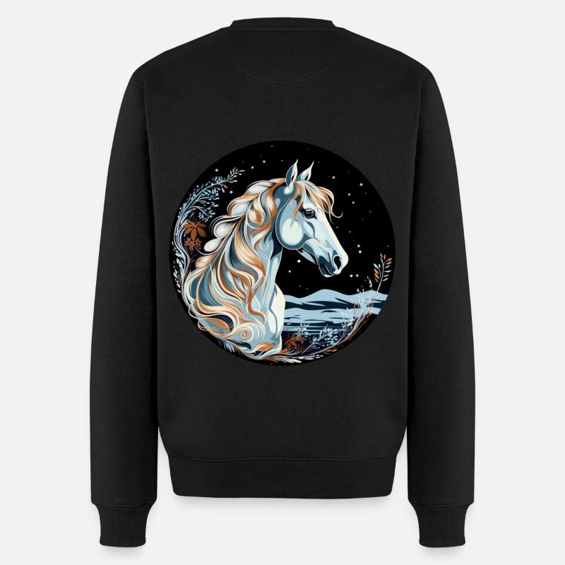 Pferd Winter - Männer Premium Bio Pullover - Schwarz