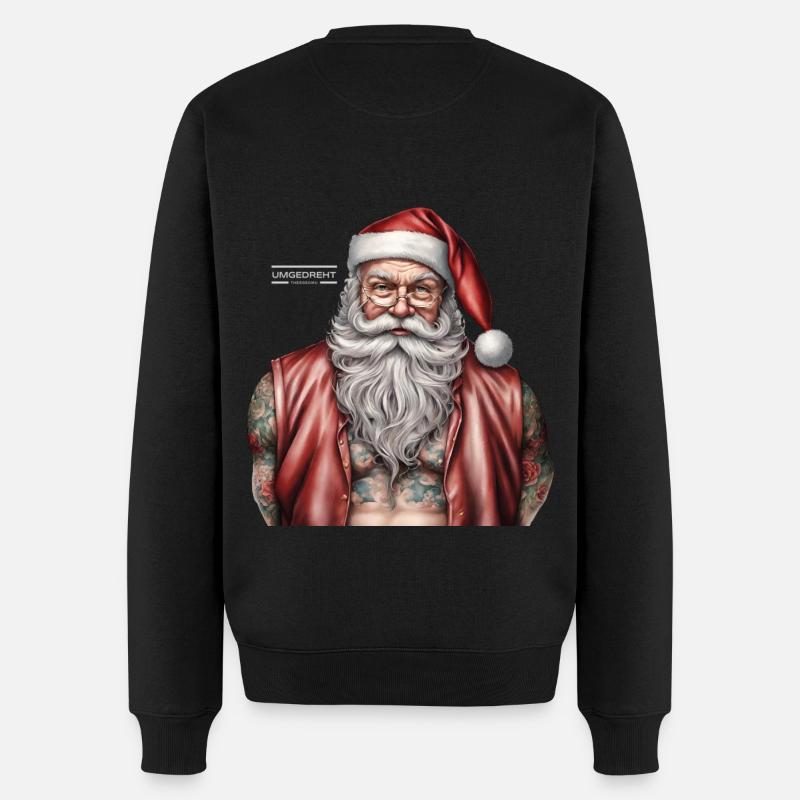 Weihnachtsmanntattoo - Männer Premium Bio Pullover - Schwarz