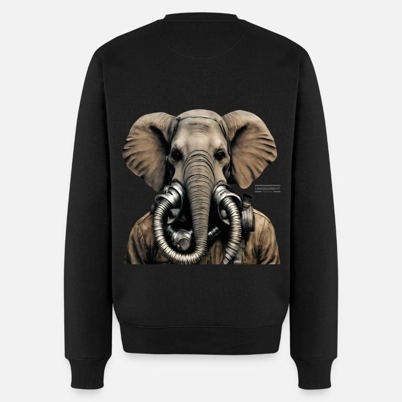 Elefant - Männer Premium Bio Pullover - Schwarz