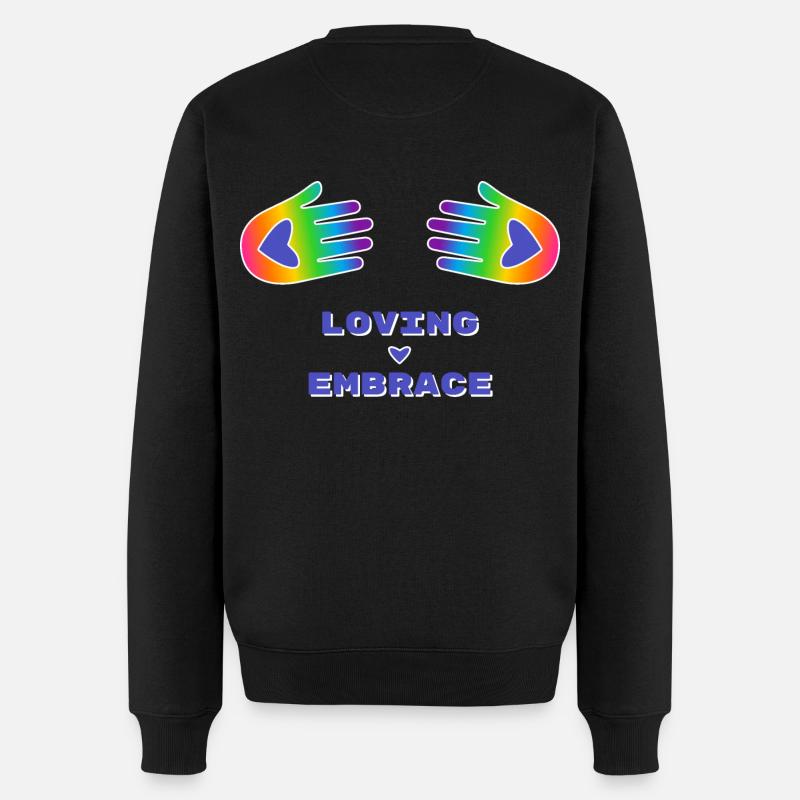 Liebevolle Umarmung Hände Regenbogen Farben Herz - Männer Premium Bio Pullover - Schwarz
