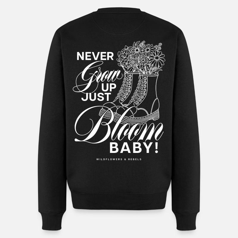 Bloom Boots Never Grow Up - Männer Premium Bio Pullover - Schwarz