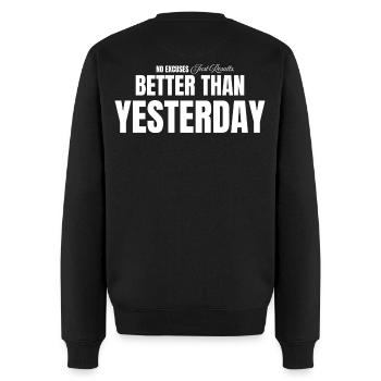 ALPHA DIVISION -Better than yesterday- Gym Apparel - Men's Premium Organic Jumper - black - Back - Nico (187cm)