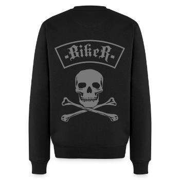 Biker Skull & Bones - Männer Premium Bio Pullover - Schwarz - Hinten - Nico (187cm)