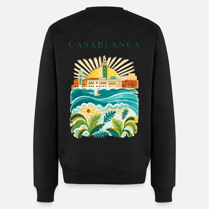 Illustration de l’Idylle côtier de Casablanca - Pull Premium bio Homme - noir