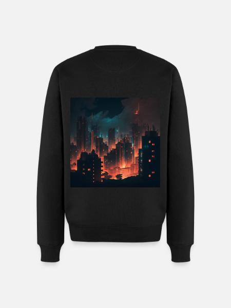 Futuristic city at night - Men's Premium Organic Jumper - black
