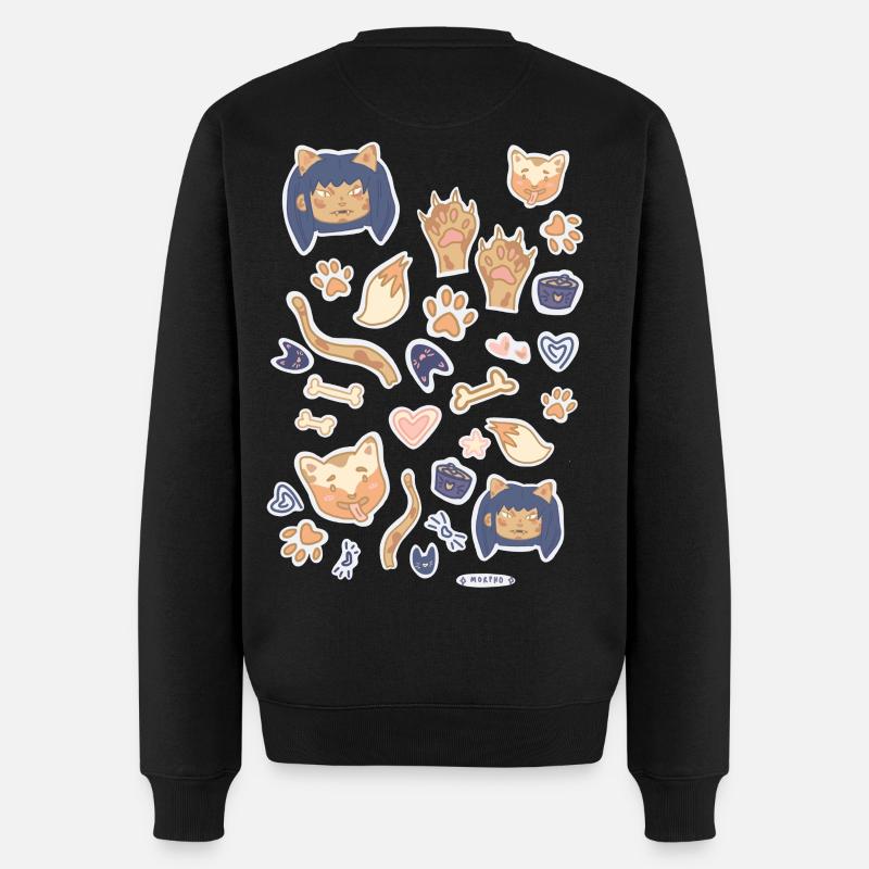 Kiara and Shiba - Katzenmädchen und Hund - Männer Premium Bio Pullover - Schwarz