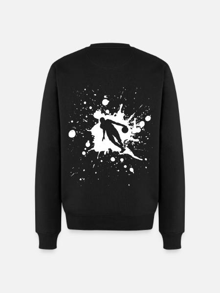Basketball Dribble Man White - Men's Premium Organic Jumper - black
