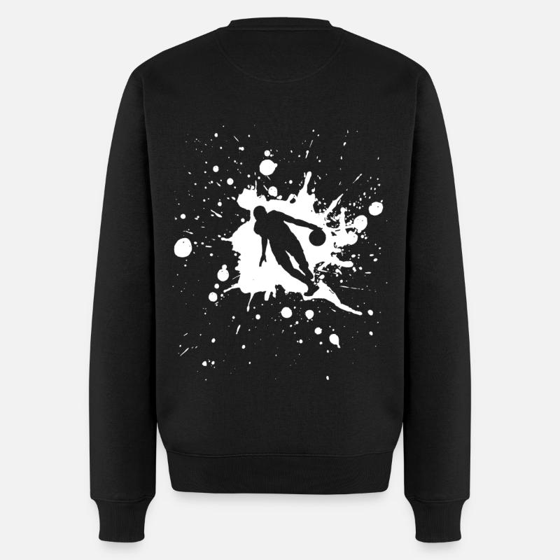 Basketball Dribble Man Weiß - Männer Premium Bio Pullover - Schwarz