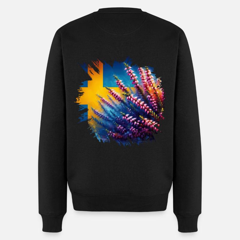Bruyère - Västergötland Paysage Fleurs Suède - Pull Premium bio Homme - noir