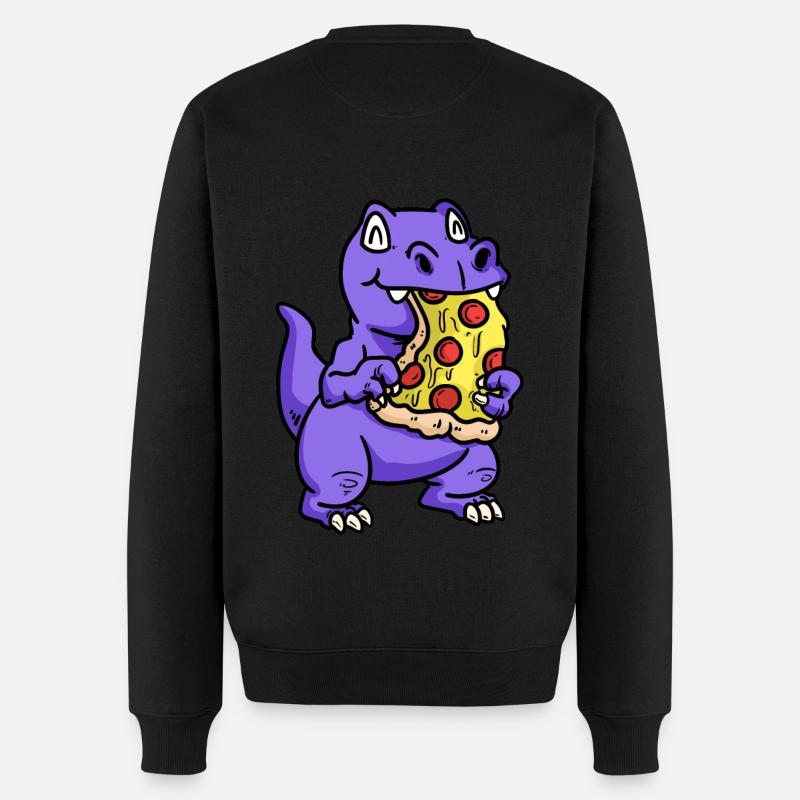 Kleiner süßer Dino Pizza Kind naschen Baby Hunger - Männer Premium Bio Pullover - Schwarz
