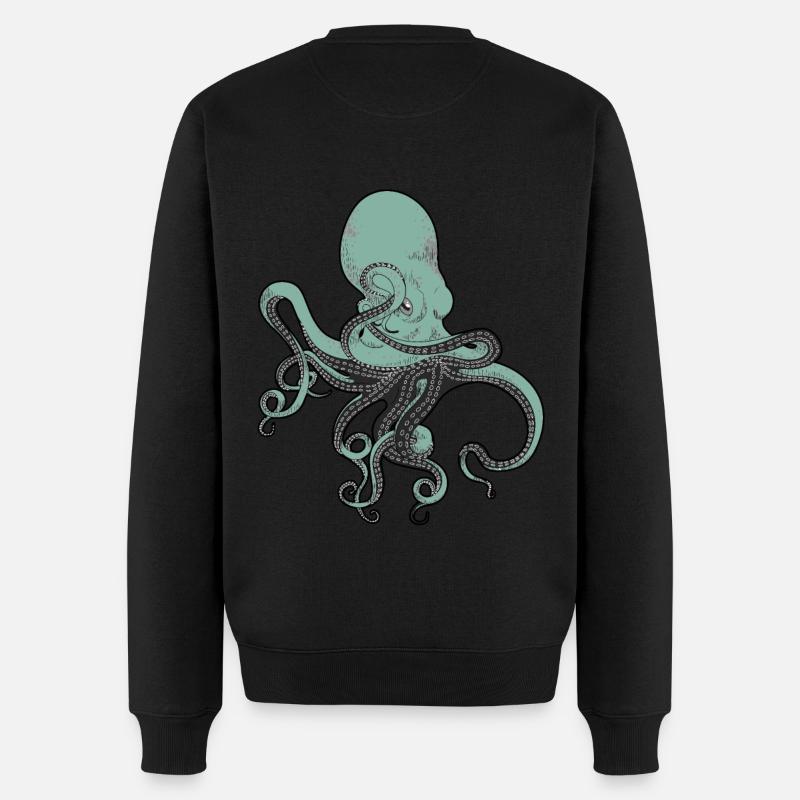 Octopus Krake Tintenfisch Meeresfrüchte Calamaris - Männer Premium Bio Pullover - Schwarz