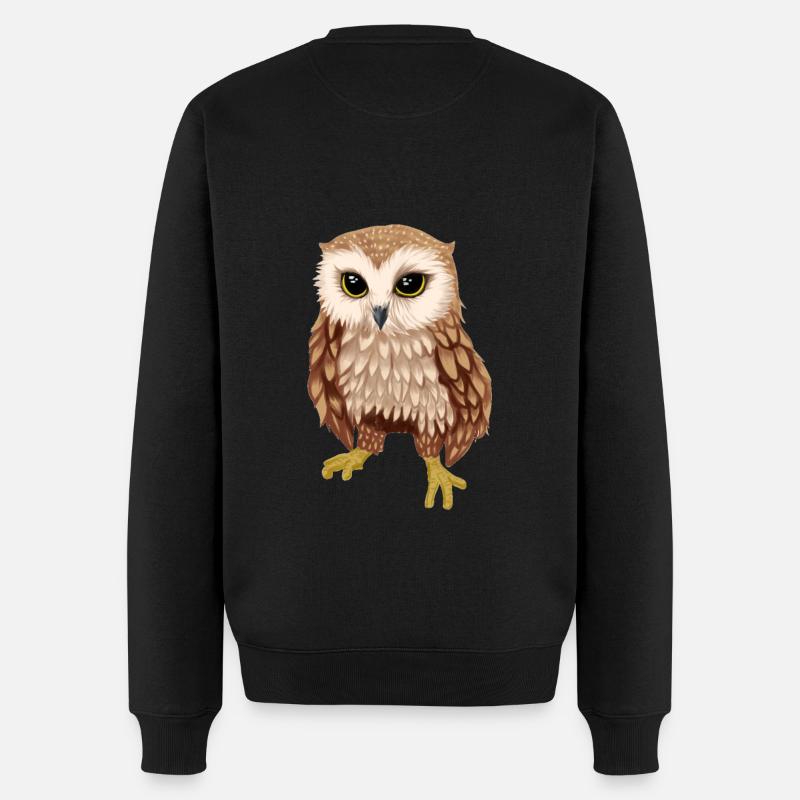 Eule Wildtiere Waldtiere Eulen Zoologie Nachtaktiv - Männer Premium Bio Pullover - Schwarz
