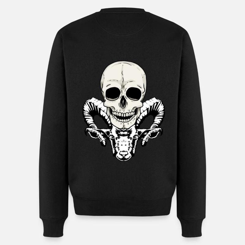 Horror Teufel Satan Dämon Totenkopf Halloween - Männer Premium Bio Pullover - Schwarz