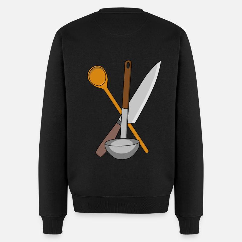 Koch Messer Kochen Küche Suppenkelle Kochlöffel - Männer Premium Bio Pullover - Schwarz