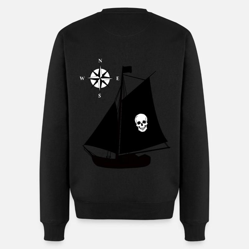 Bateau pirate Skull Compass Windrose Pirates - Pull Premium bio Homme - noir