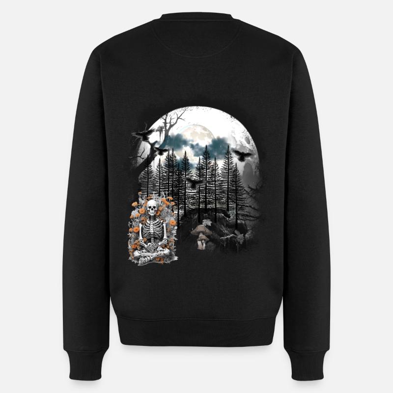 Halloween Skelett Wald Geist Geister Gespenst - Männer Premium Bio Pullover - Schwarz