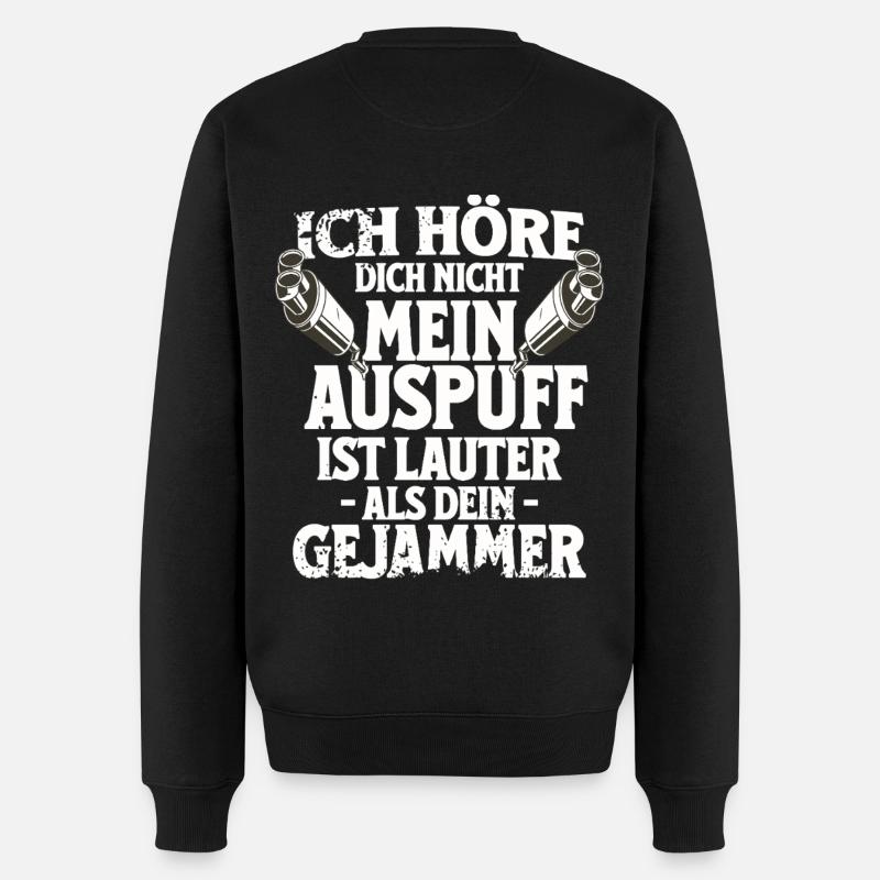 Mein Auspuff ist lauter – Motorrad Spruch Biker - Männer Premium Bio Pullover - Schwarz