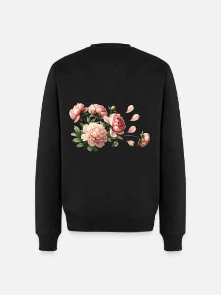 Romantic pink peonies - Men's Premium Organic Jumper - black