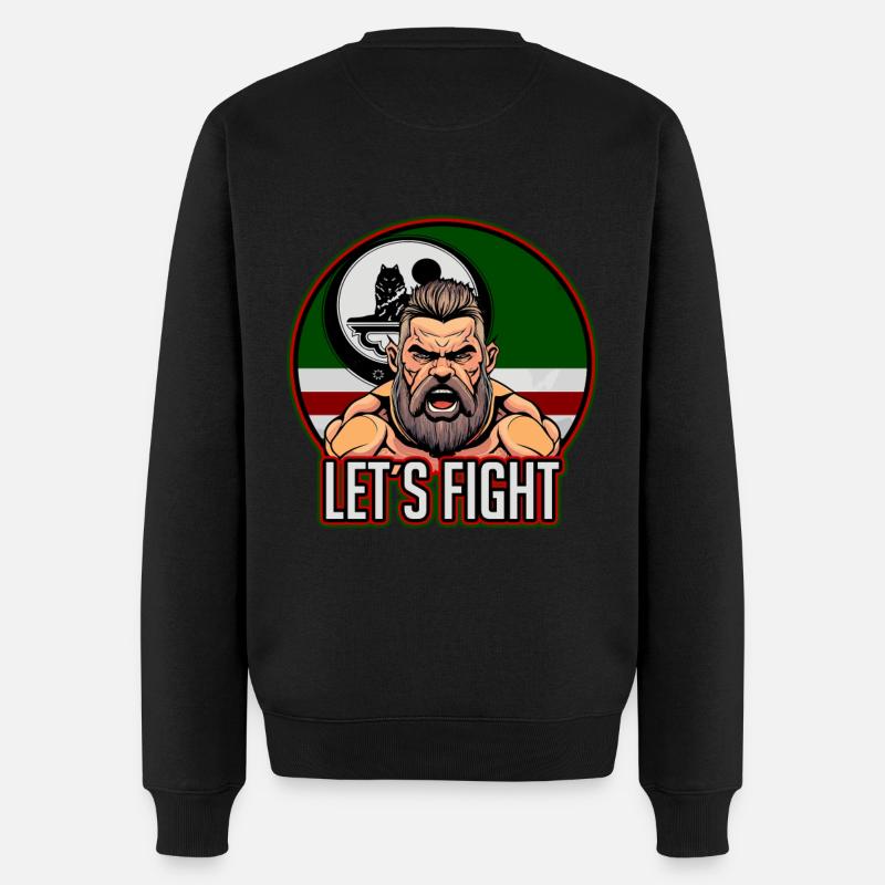 chechen fighter, chechnya, chechen flag, chechen - Männer Premium Bio Pullover - Schwarz