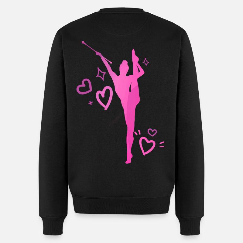 Twirleuse rosa Herzen - Männer Premium Bio Pullover - Schwarz