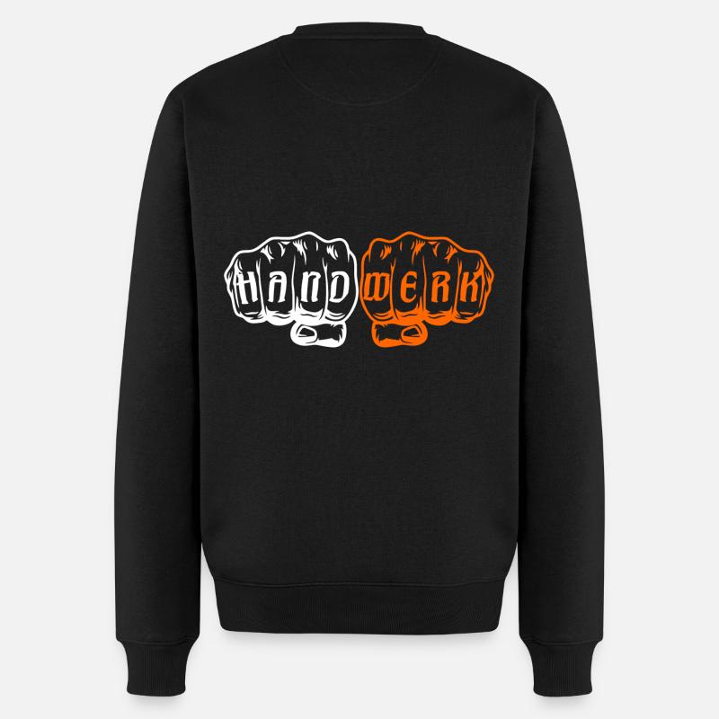 Handwerk Faust Orange - Männer Premium Bio Pullover - Schwarz