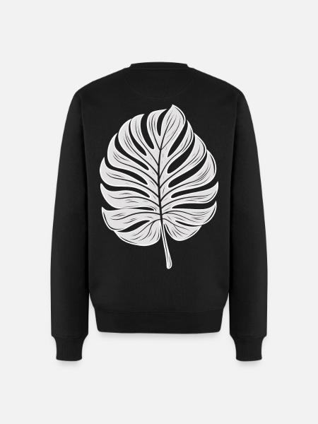 Cool Monstera Leaf, Plants Motif - Men's Premium Organic Jumper - black
