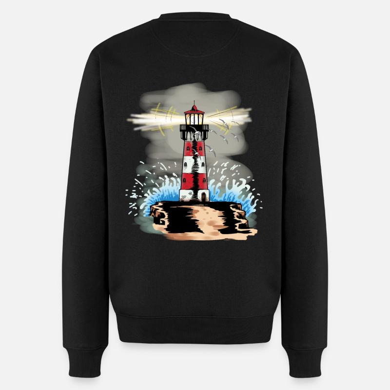Albatrosse Möwen Leuchtturm Küste Seemöwen Ahoi - Männer Premium Bio Pullover - Schwarz