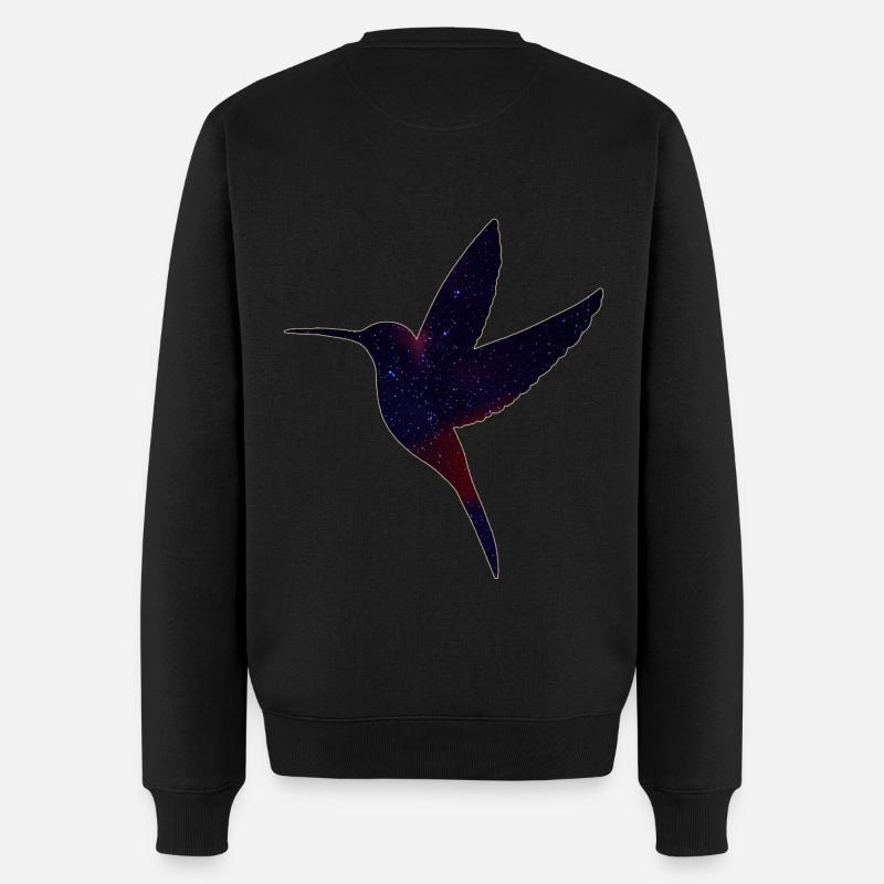 Kolibri mit Sternenhimmel - Männer Premium Bio Pullover - Schwarz