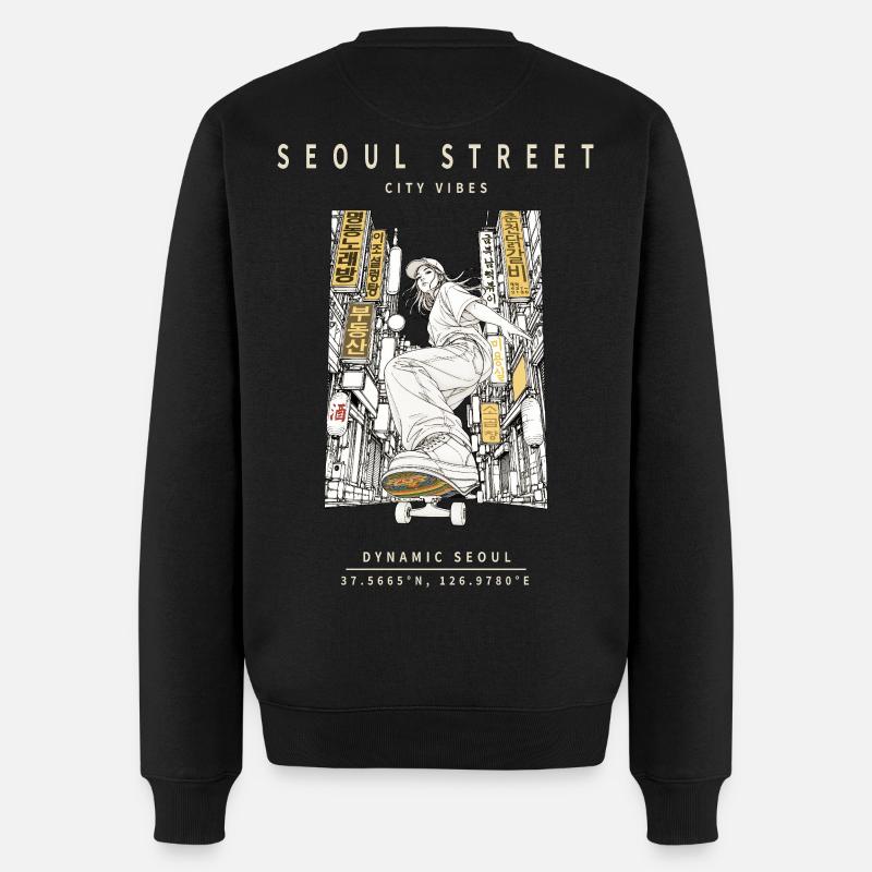 Seoul Street City Vibes - Pull Premium bio Homme - noir