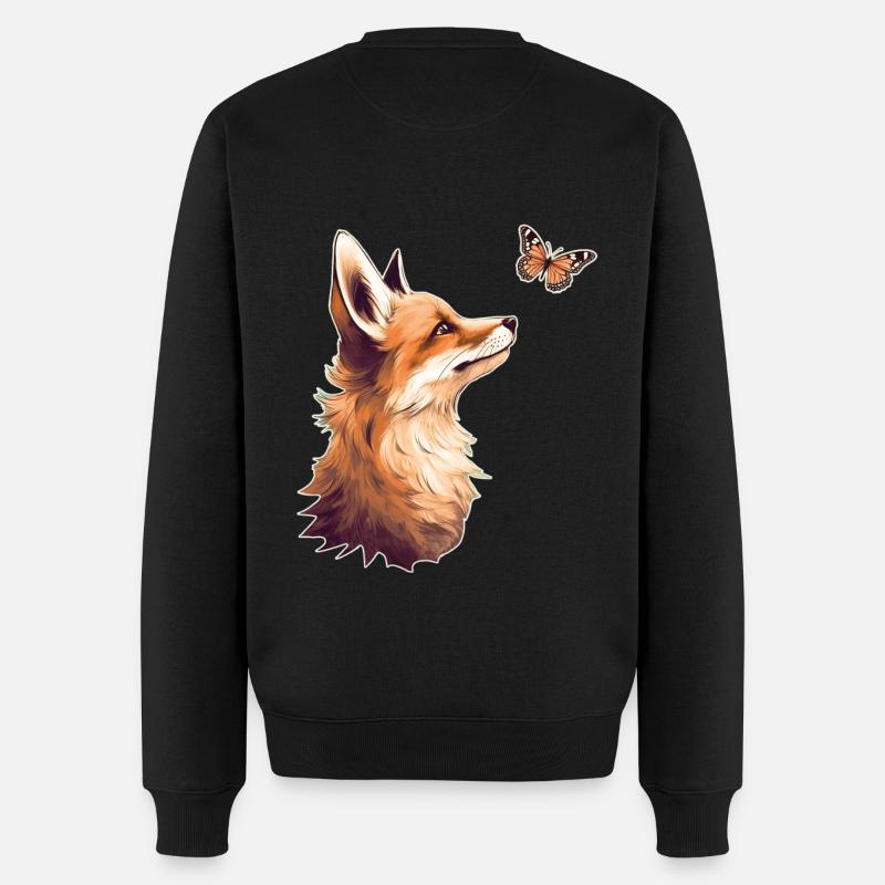 Renard avec papillon - Pull Premium bio Homme - noir