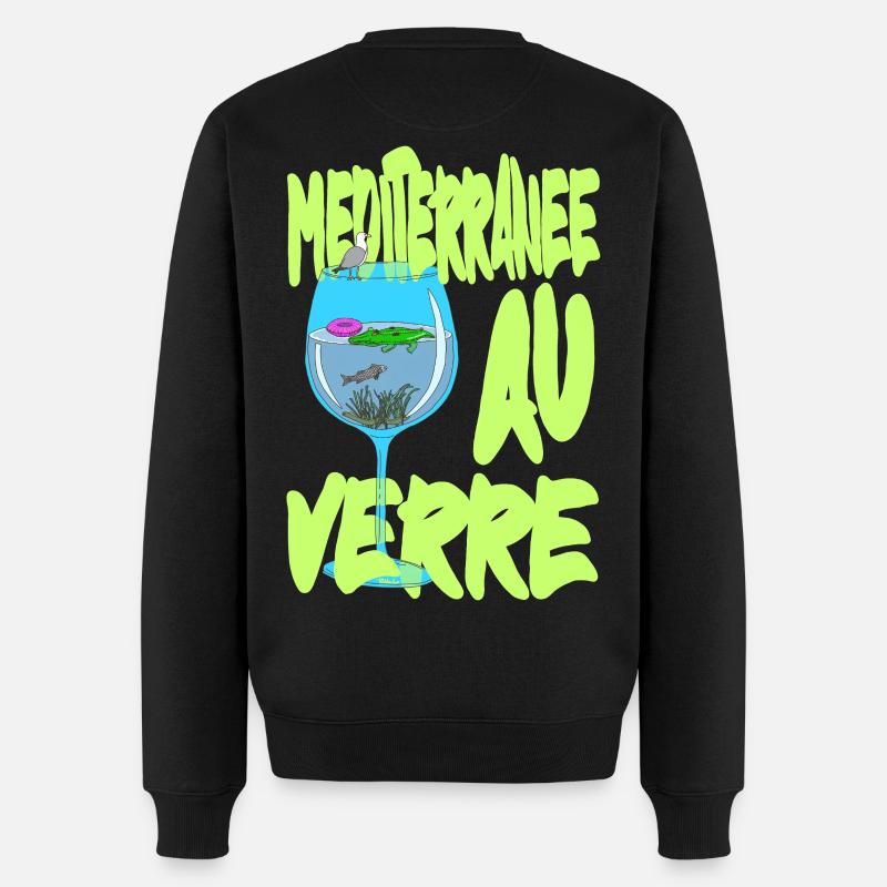 Méditerranée au Verre - Suréalisme petiteToulon - Pull Premium bio Homme - noir